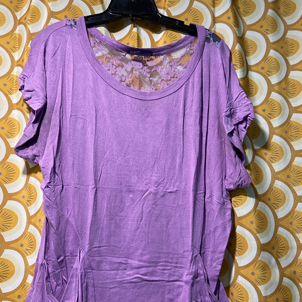 Bluheaven purple floral lace back shirt